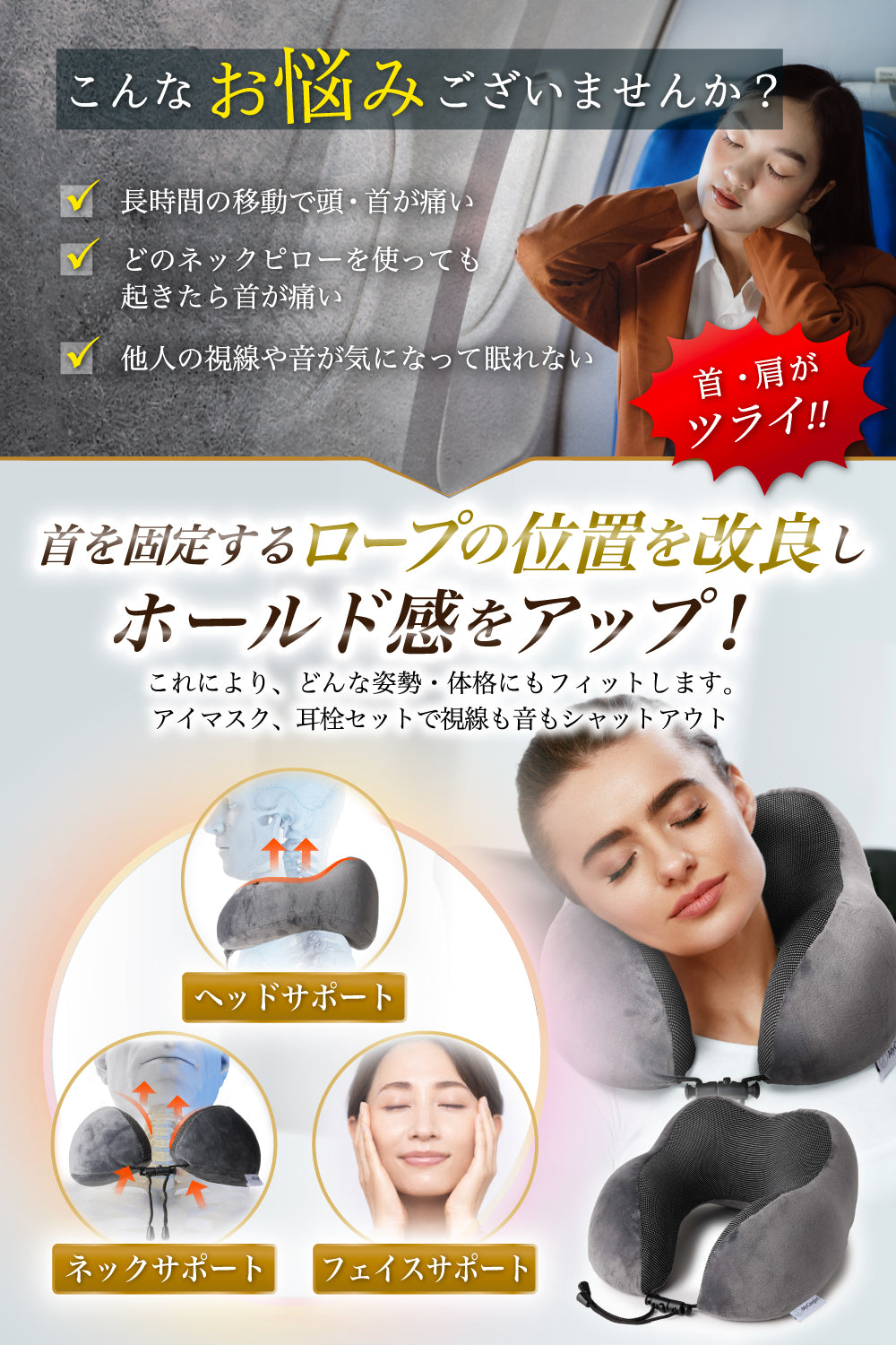MyComfort トラベルネックピロー 3点セット