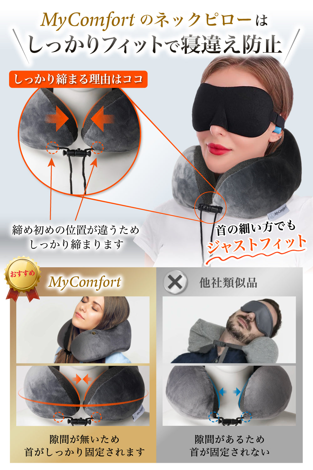 MyComfort トラベルネックピロー 3点セット