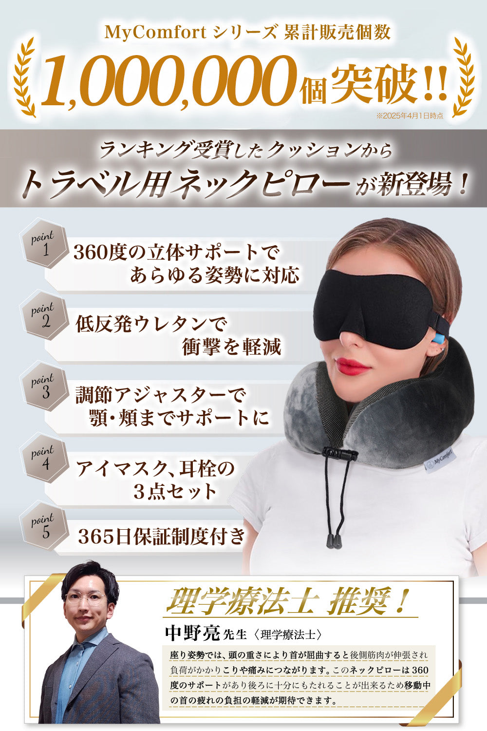 MyComfort トラベルネックピロー 3点セット